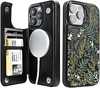 Vista 32 de uCOLOR Funda compatible con iPhone 15 de 6.1 pulgadas con ranura para tarjetero, función atril, doble cierre magnético y bloqueo RFID, funda de 6.1