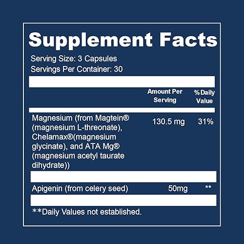 Miniatura 7 de Opti + Suplemento de magnesio Apoyo cerebral para la memoria y la concentración* Suplementos de magnesio calmantes 90 cápsulas30 porciones