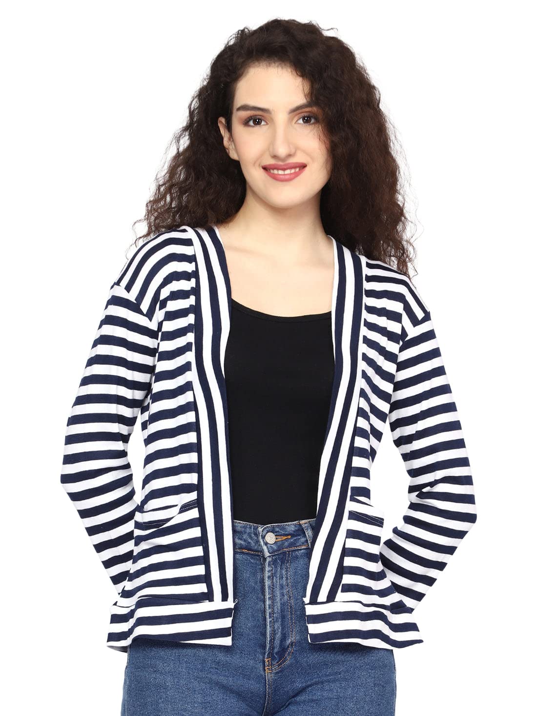 Amazon Brand - Nora Nico Women's Cotton Full Sleeves Front Open Casual Shrugs with Pockets-picture-17