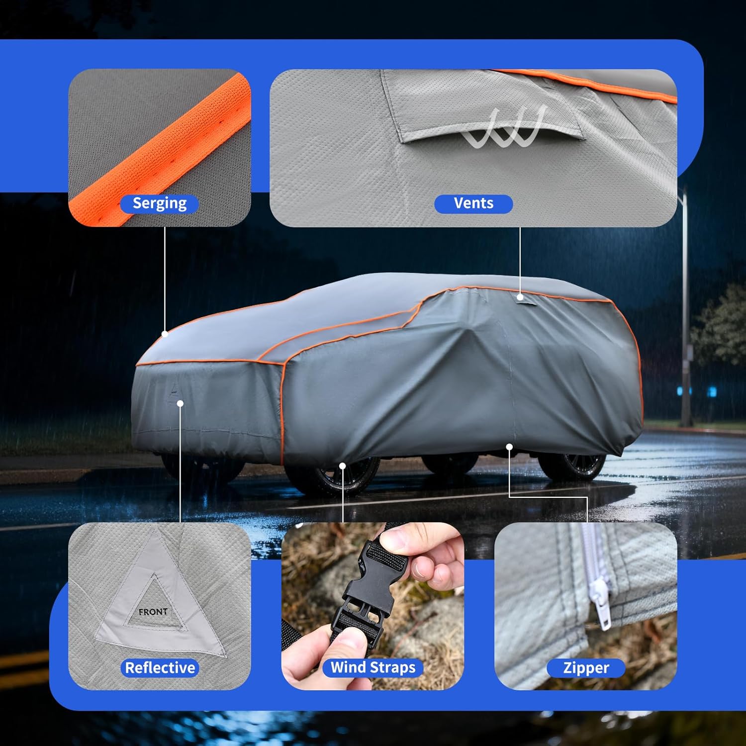 Heavy Duty Hail Protector Car Cover Fit for SUV-Length (190 Inch).Anti Hail Thickened Multi-Layered EVA Car Cover Waterproof Sun UV Rain Snow All Weather, Outdoor Protection Cover