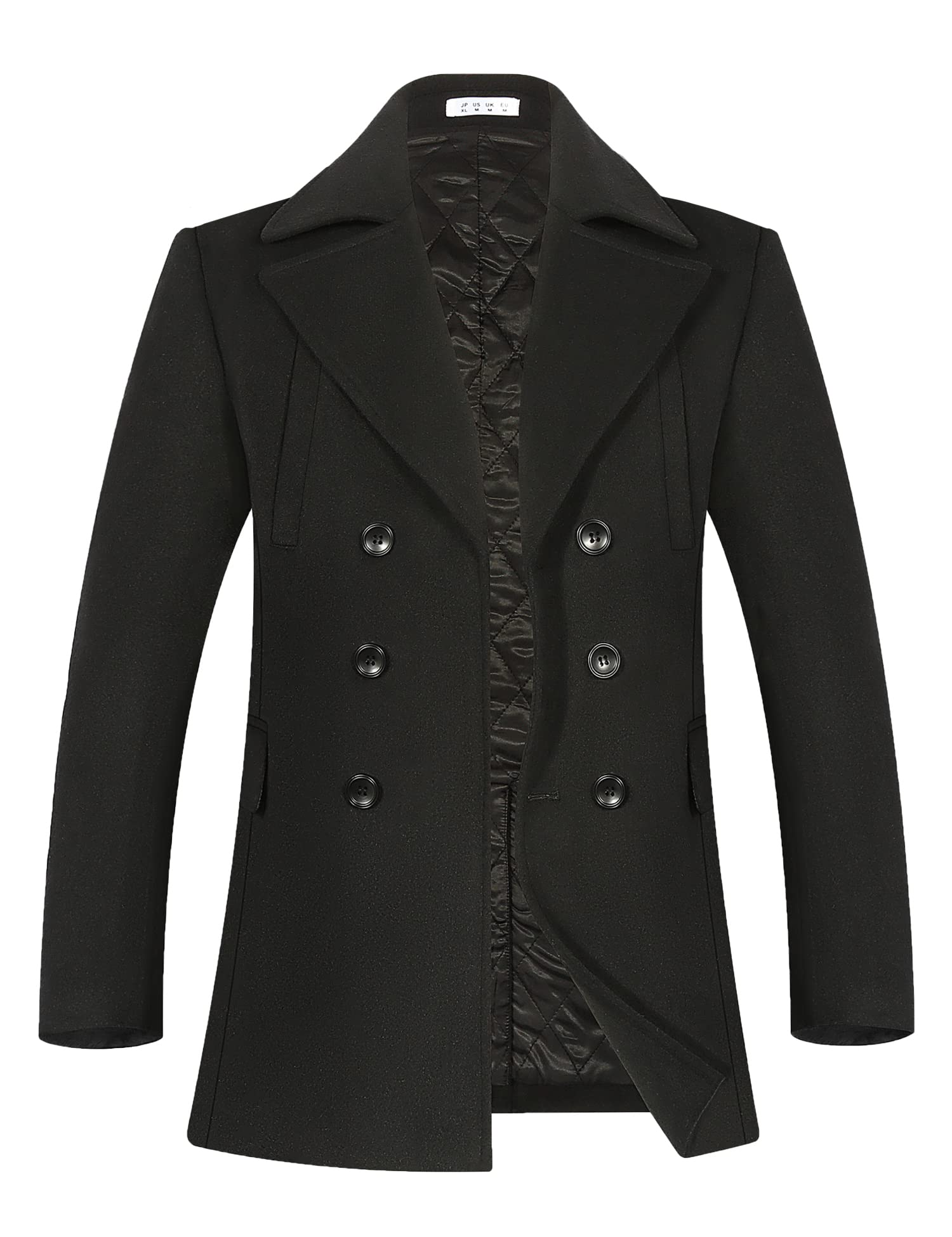 APTROMens Jacket Winter Coat 80% Wool Coats Warm Casual Overcoat Outwear Business Single/Double Breasted Black Trench Jacket 2101