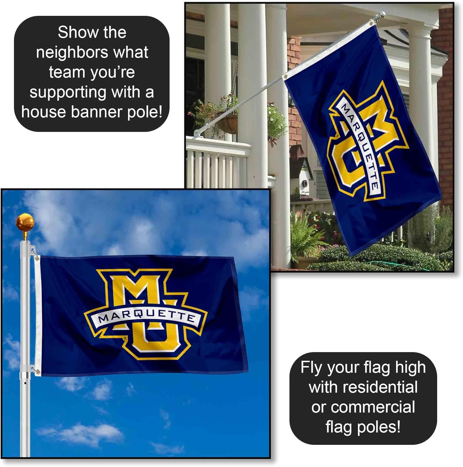 Marquette Golden Eagles Wordmark Large Grommet Banner Flag - Image 3
