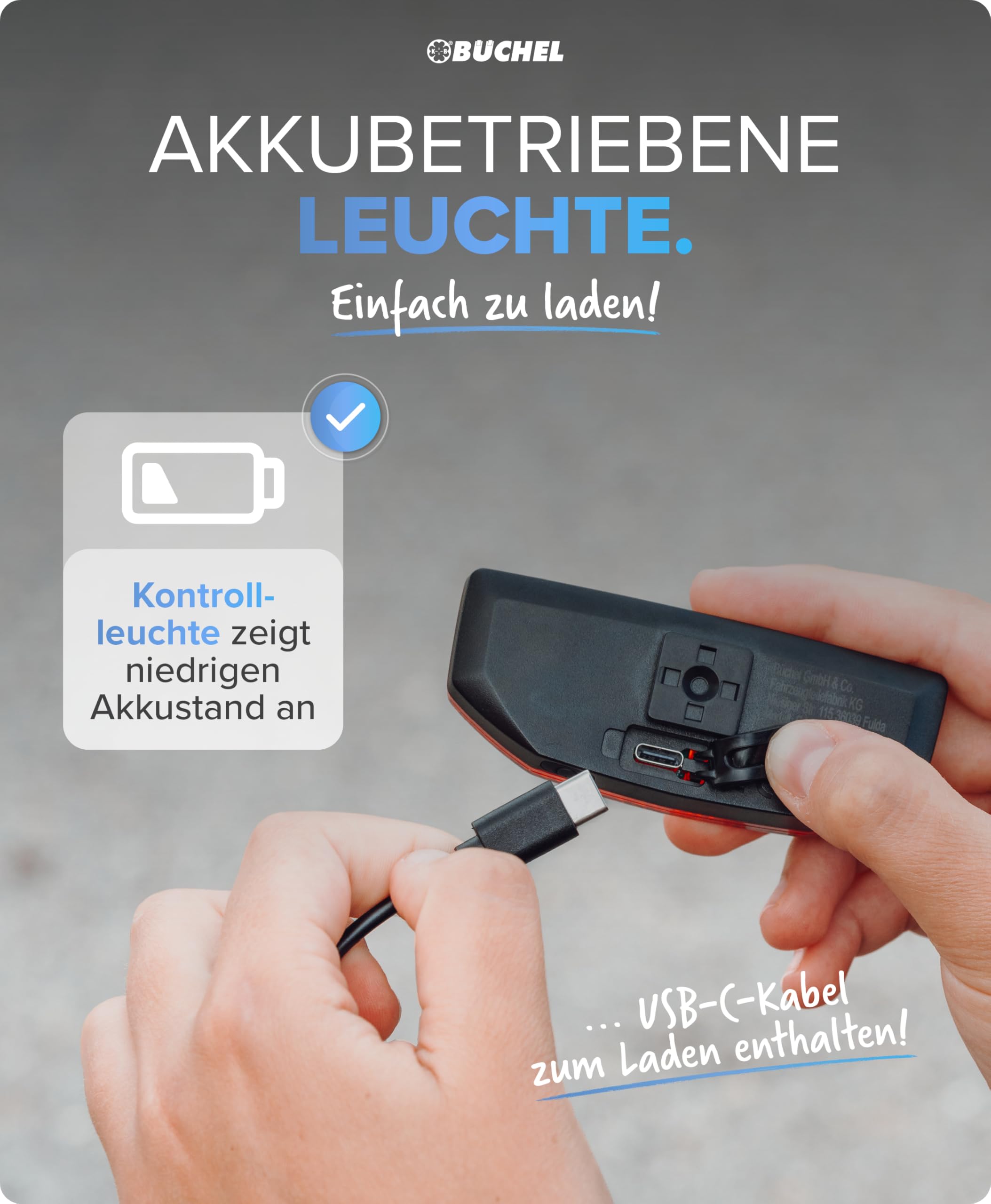 Fanale Posteriore Per Bicicletta B&uuml;chel - LED Ricaricabile USB-C, Montaggio Senza Attrezzi, Omologato StVZO