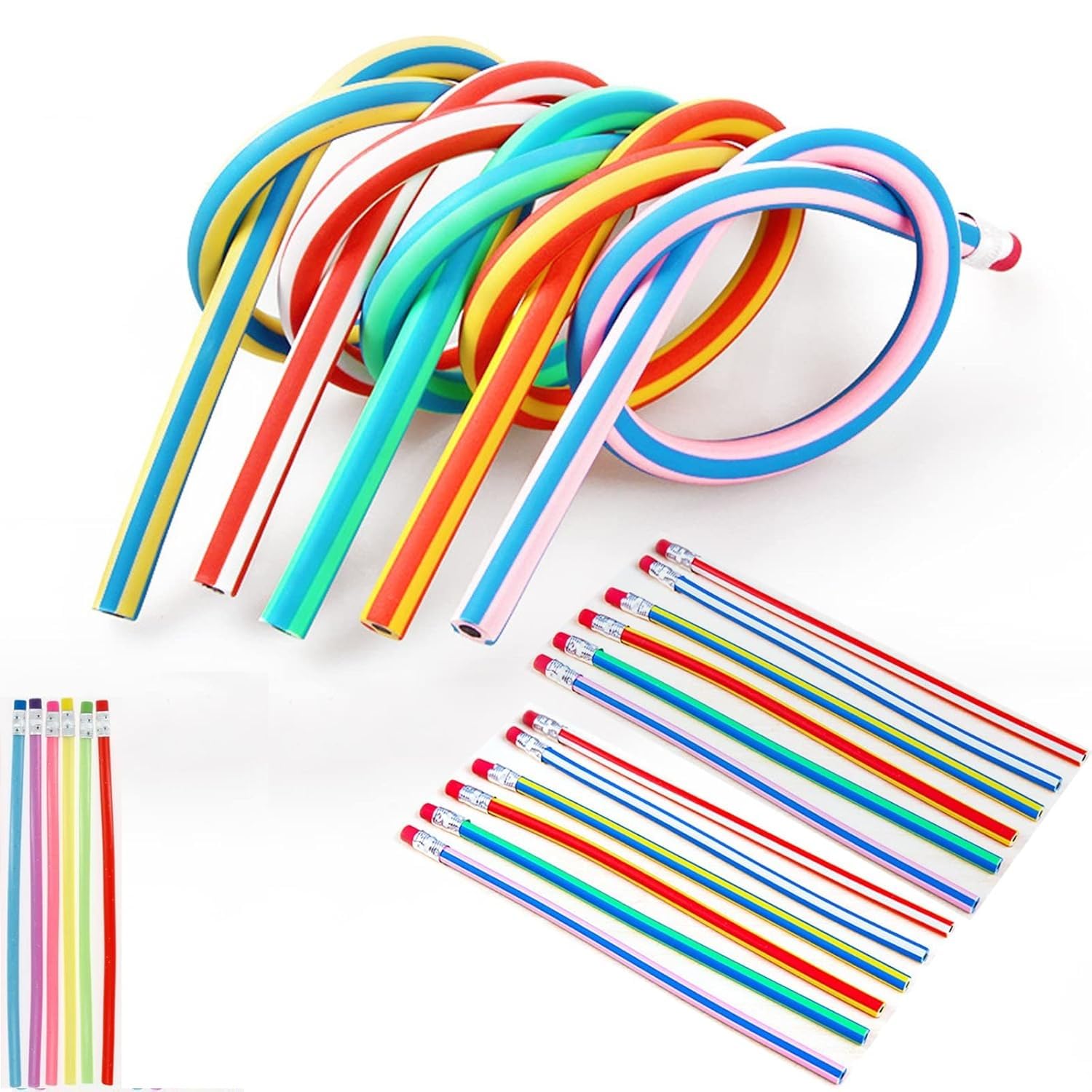 PDY FASHION PACK OF 5 Flexible Magic Bendy Pencil as Birthday Return Gifts for Kids of All Ages Multi-Color Pencils with Eraser on Top Children's Set Soft Flexible Bending Pencil For Children's Day,-image-33