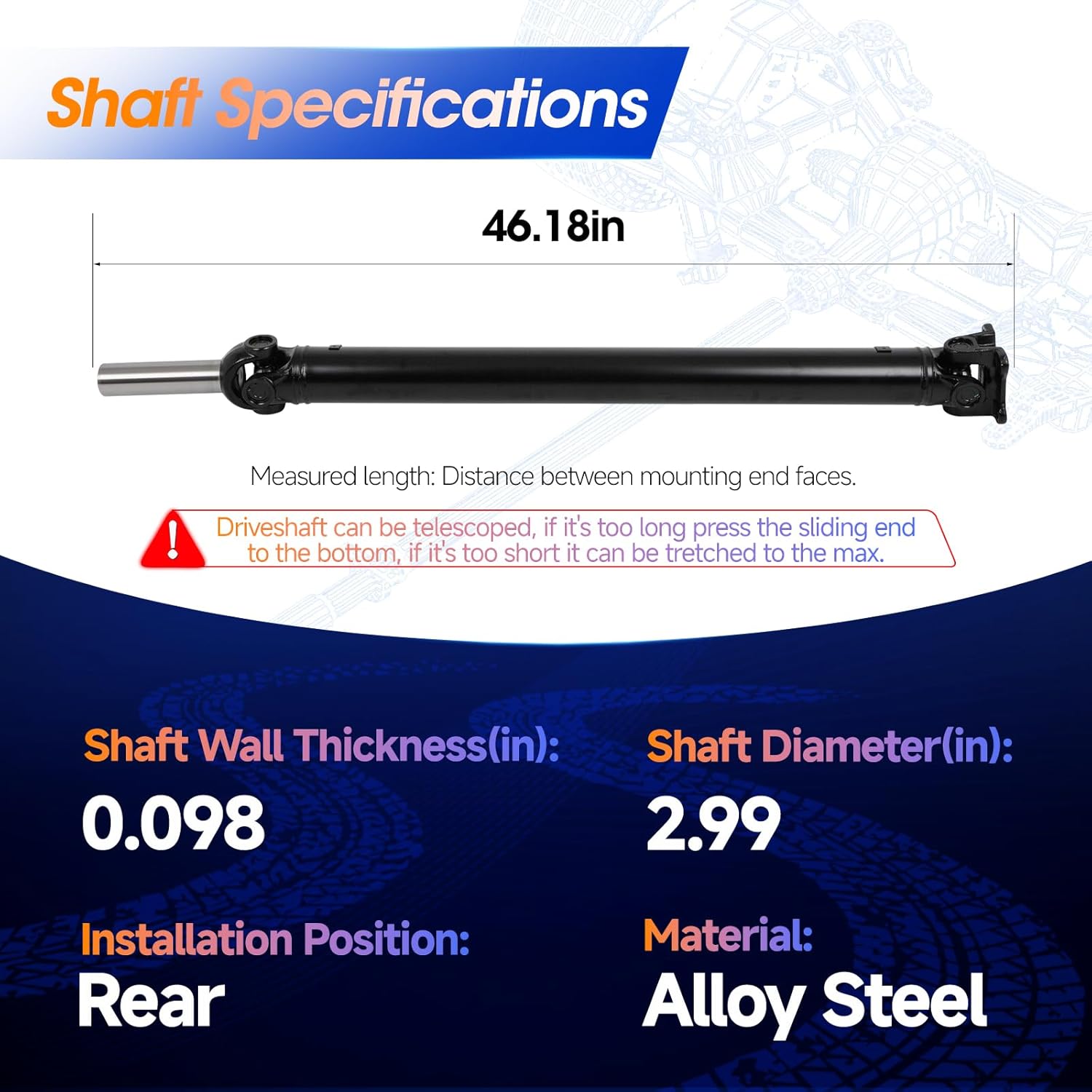 Rear Drive Shaft Prop Shaft Driveshaft Assembly Fit for Nissan Pathfinder 2005-2012 4WD, for Nissan Pathfinder 2005-2008 & 2010-2012 AWD, V6 4.0L, Automatic, Replace# 946275, 37300-ZL90A