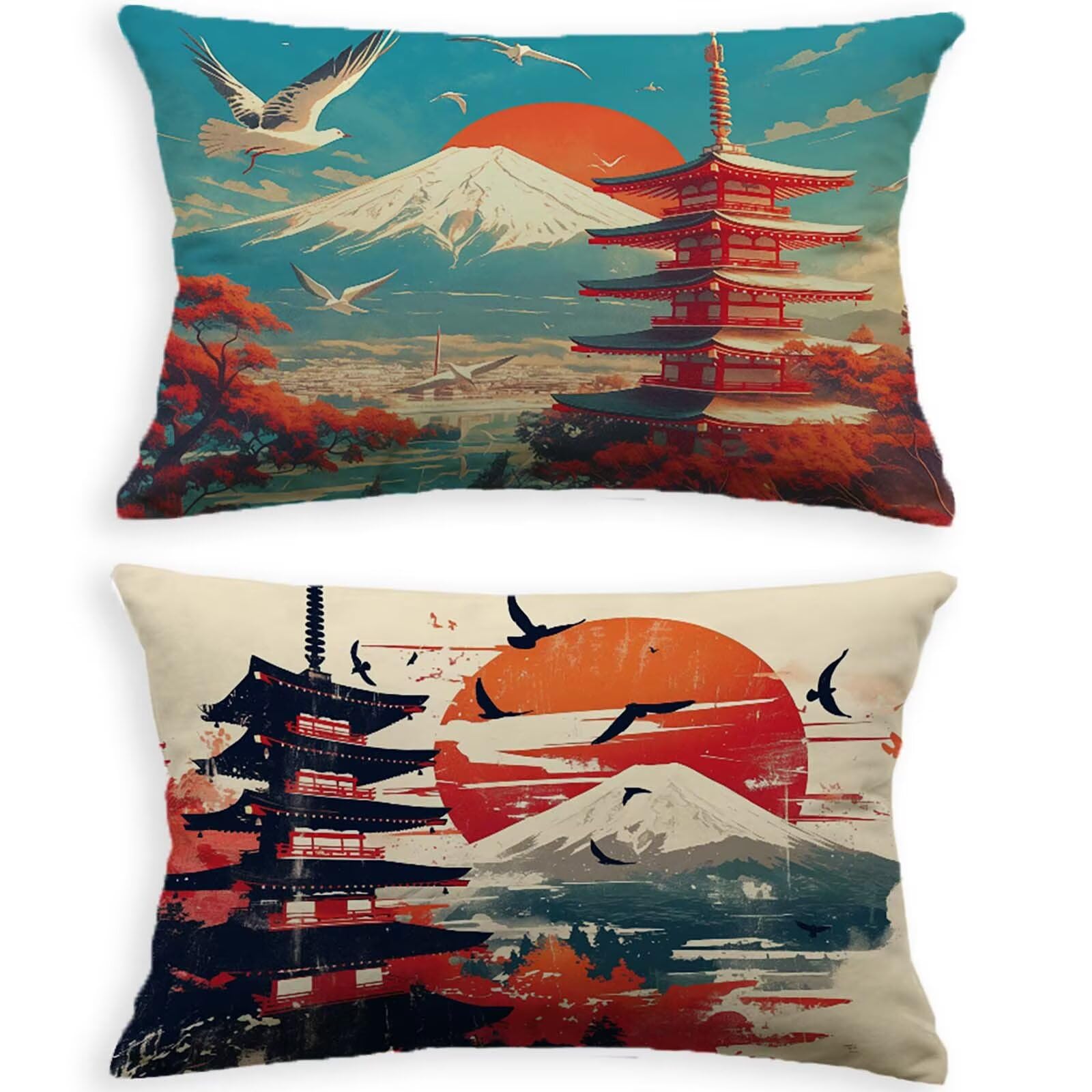 Taie oreiller 50x70cm en velours de qualité supérieure housse de coussin paysage