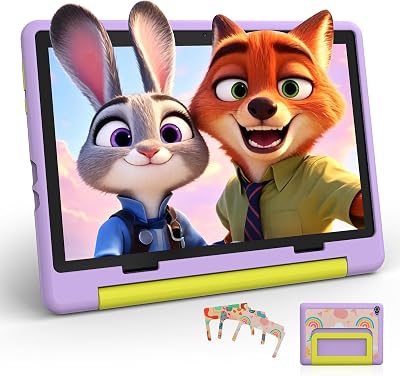 Tablet para Niños 10 Pulgadas, Tablet Infantil Android 16 Octa-Core, 24GB RAM 64GB ROM, Pantalla IPS HD 1280×800, Batería 6000mAh, Control Parental, WiFi 6 Bluetooth 5.4, Morado