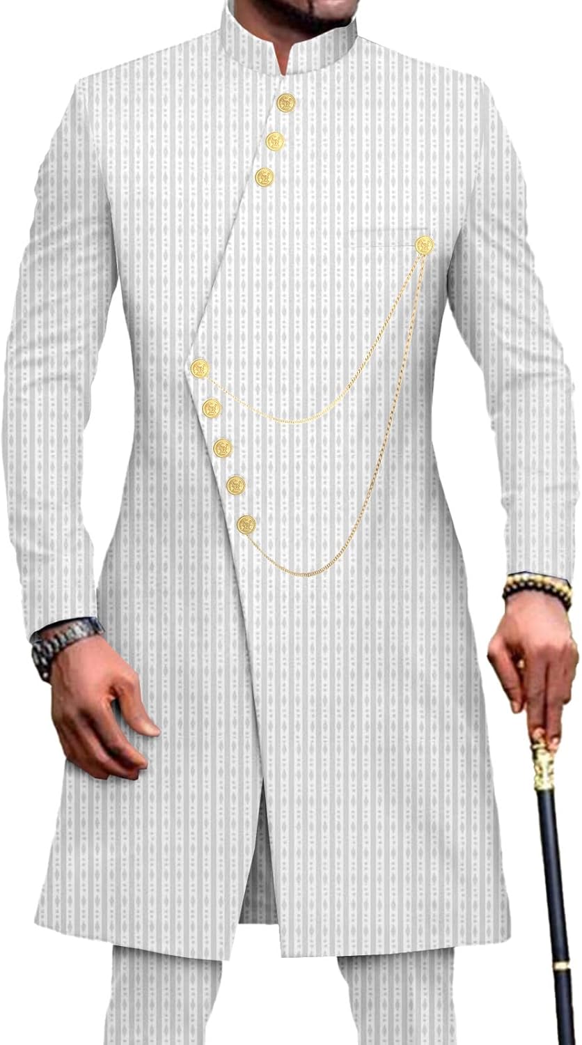 Men`s Suit African Clothing Dashiki Jacket and Ankara Pants 2 Piece Set Dress Suit Ankara Attire for Wedding