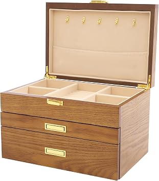 3 Layer Jewelry Box for Women, Large Organizer Box Jewelry Storage Case Cabinet for Storage Earrings Rings Necklace Bracelet