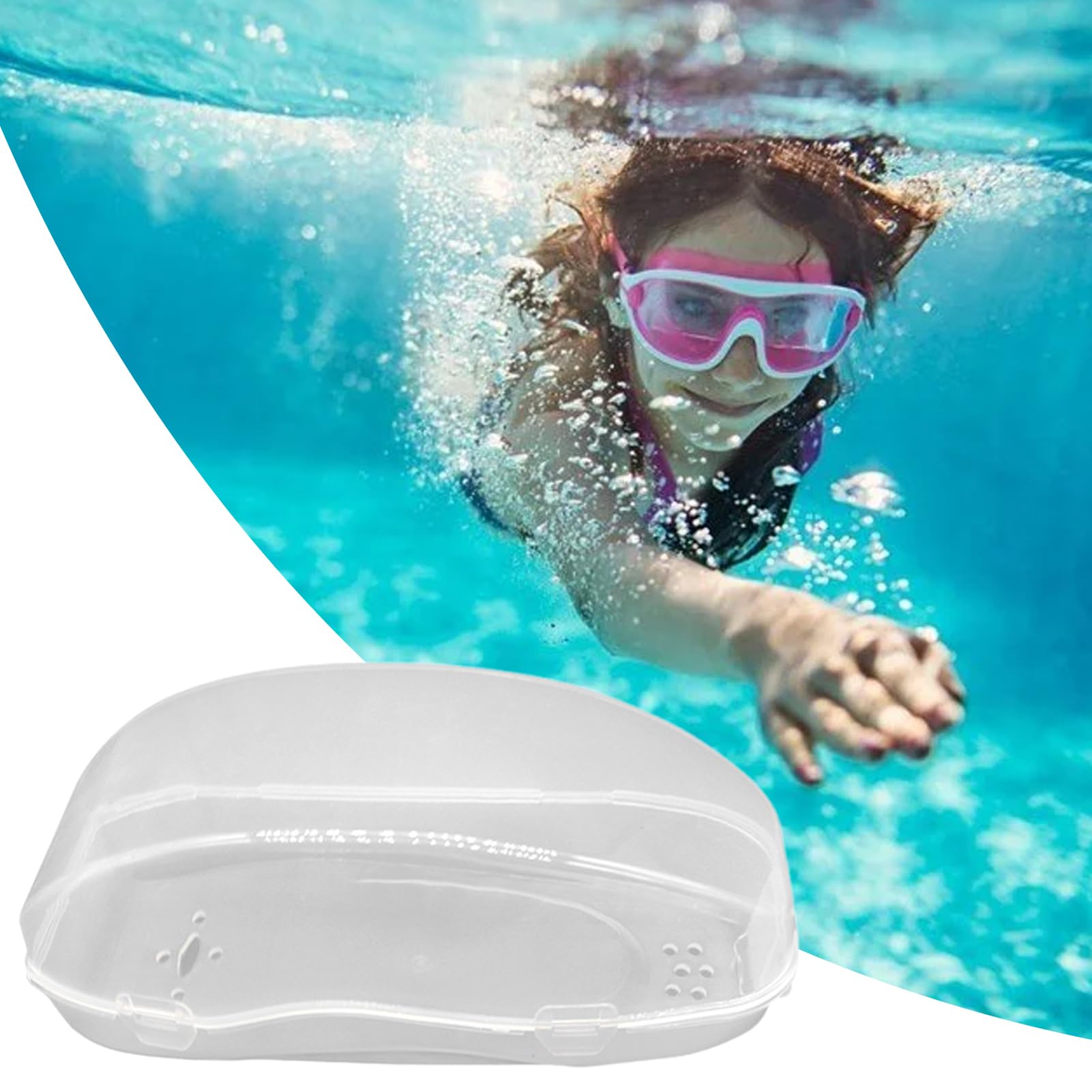 Genérico Estuche Para Gafas De Natación Y Buceo, Caja de Almacenamiento para Gafas de Buceo, Almacenamiento Amplio Para Gafas De Natación, Funda Portátil Para Gafas De Buceo Adultos Y Niños