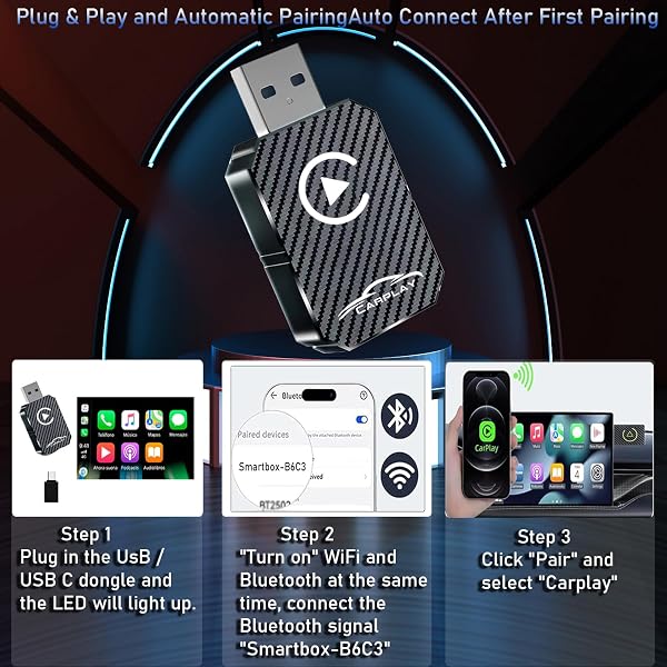 Adaptateur CarPlay Sans Fil 2026, Dongle CarPlay Sans Sil, Convertit CarPlay Filaire En Adaptateur Sans Fil Plug And Play, Compatible Avec Les Voitures Ă Partir De 2016 et iPhone iOS 12+ (noir) - 5