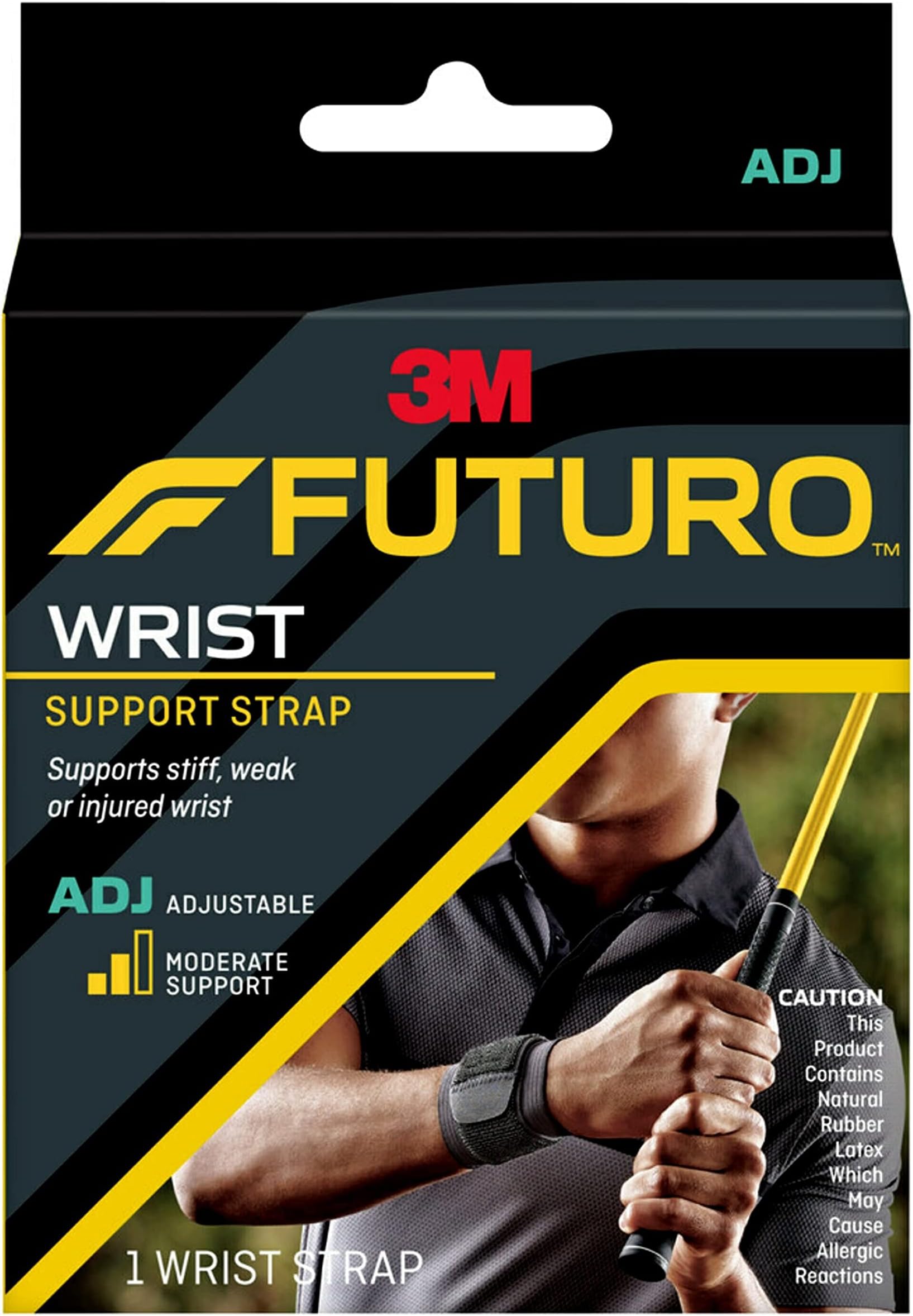 Futuro Sport Wrap Around Wrist Support Adjustable size, 1 unit/pack | Black color | 46378ENR | Supports stiff| Weak or injured wrist | Moderate support | Wrist support