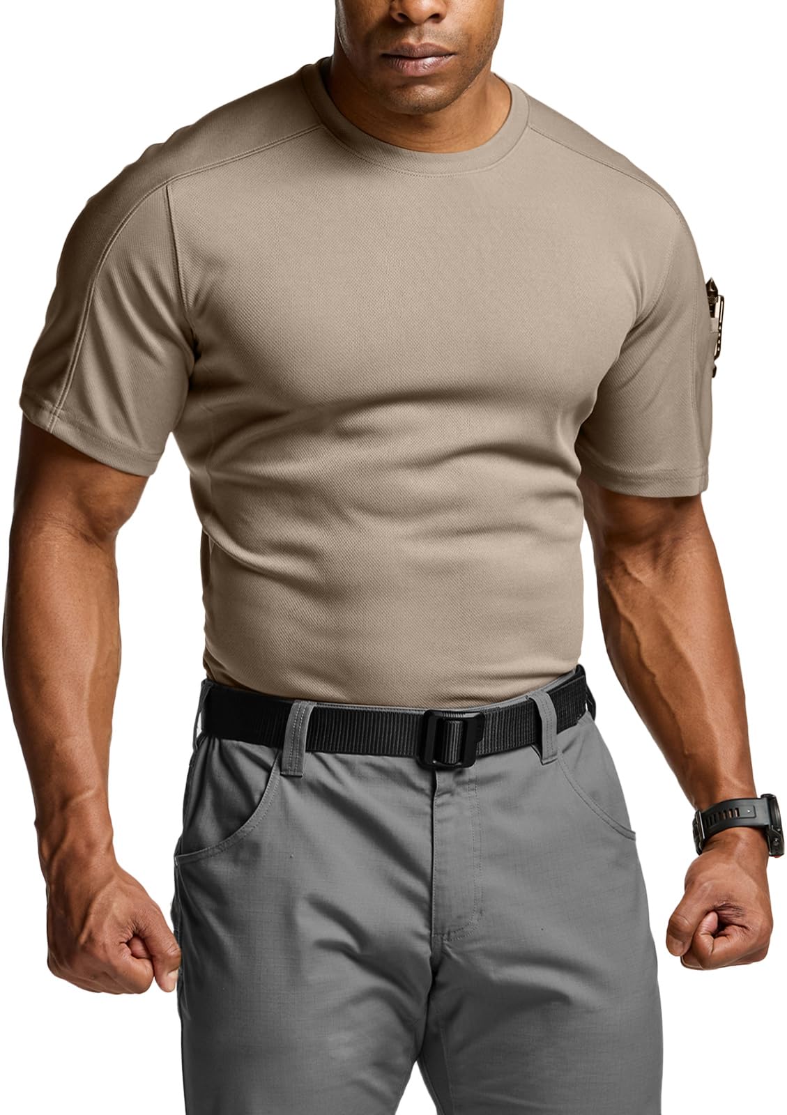 CQR Men's Short Sleeve Military Tactical T-Shirt, Athletic Gym Training Army Shirts, Outdoor Hiking Workout Shirt