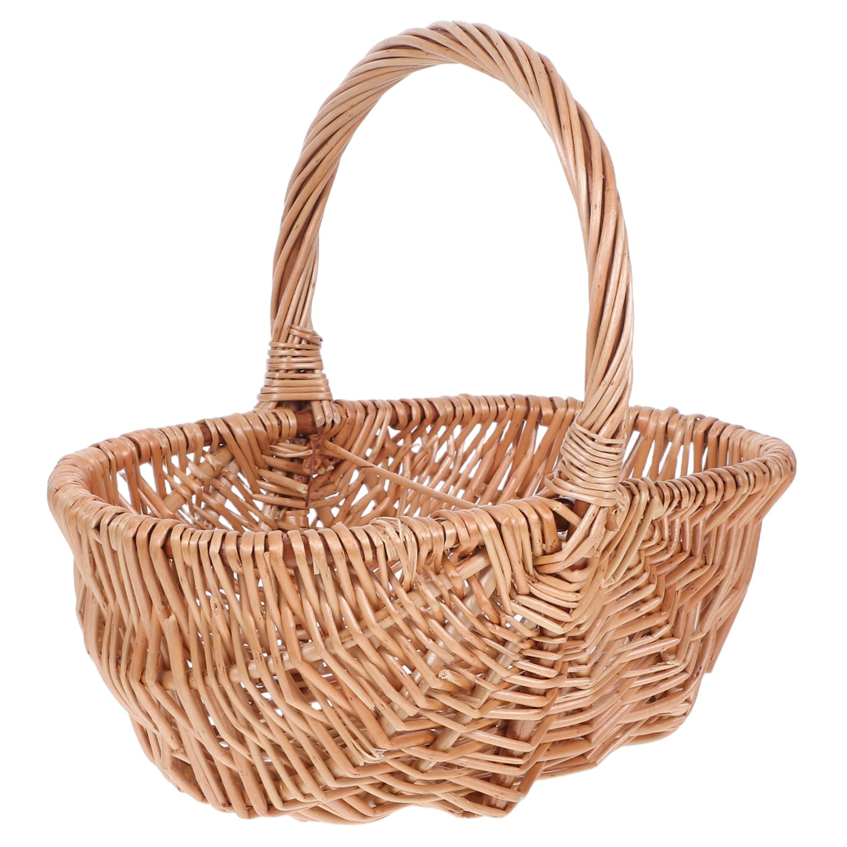 Milisten Cesta de Picnic Tejida a Mano con Asa Portátil para Frutas y Verduras Adecuada para Picnics al Aire Libre y Adorno del Hogar