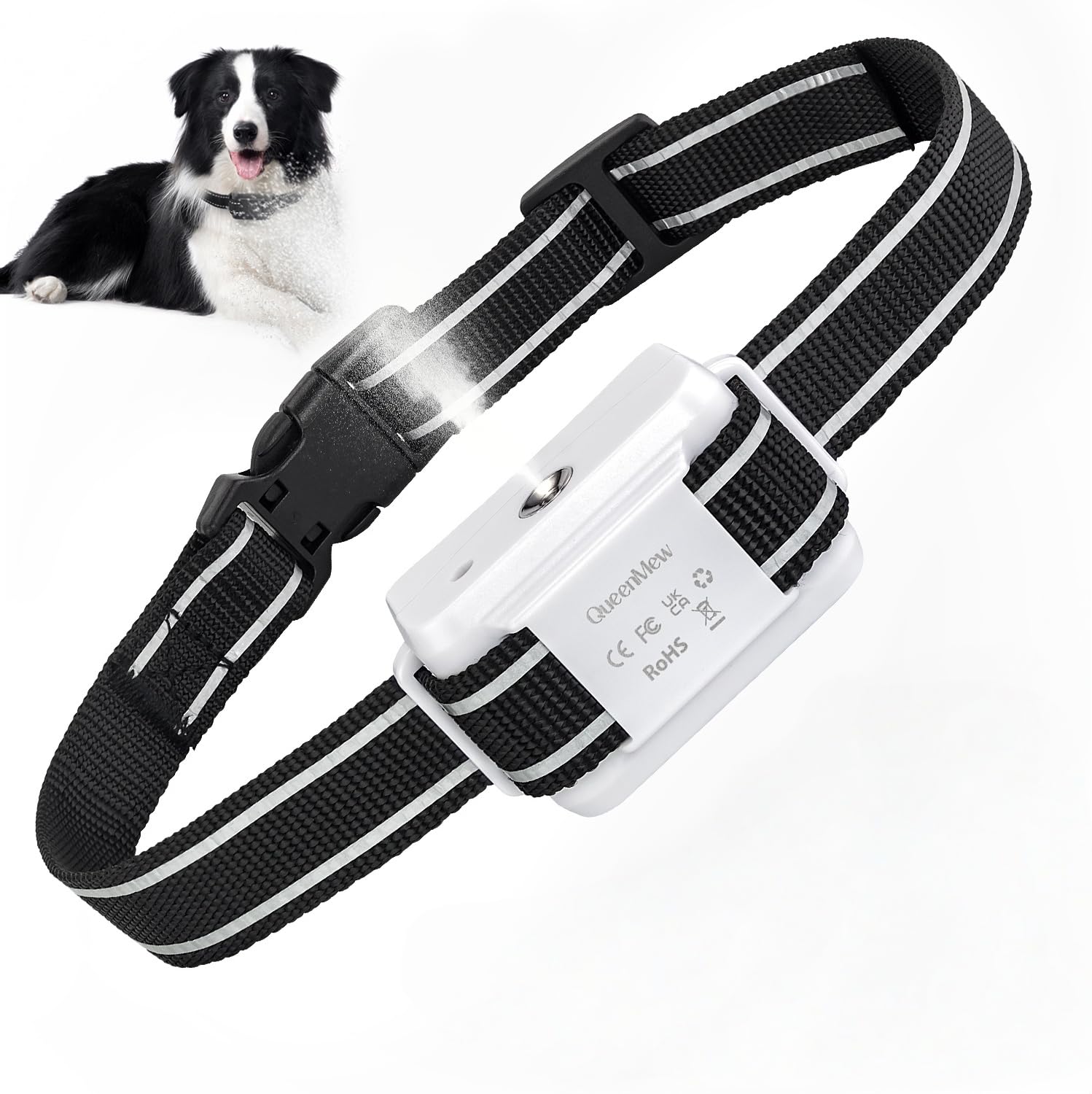 Bubbacare Collare Antiabbaio per Cani, Auto Collari Antiabbaio Ricaricabili Regolabile, Collare Anti Abbaio Sicuro Spruzzo e Vibrazione Efficaci per Cane Piccolo Medio Grande, Bianco