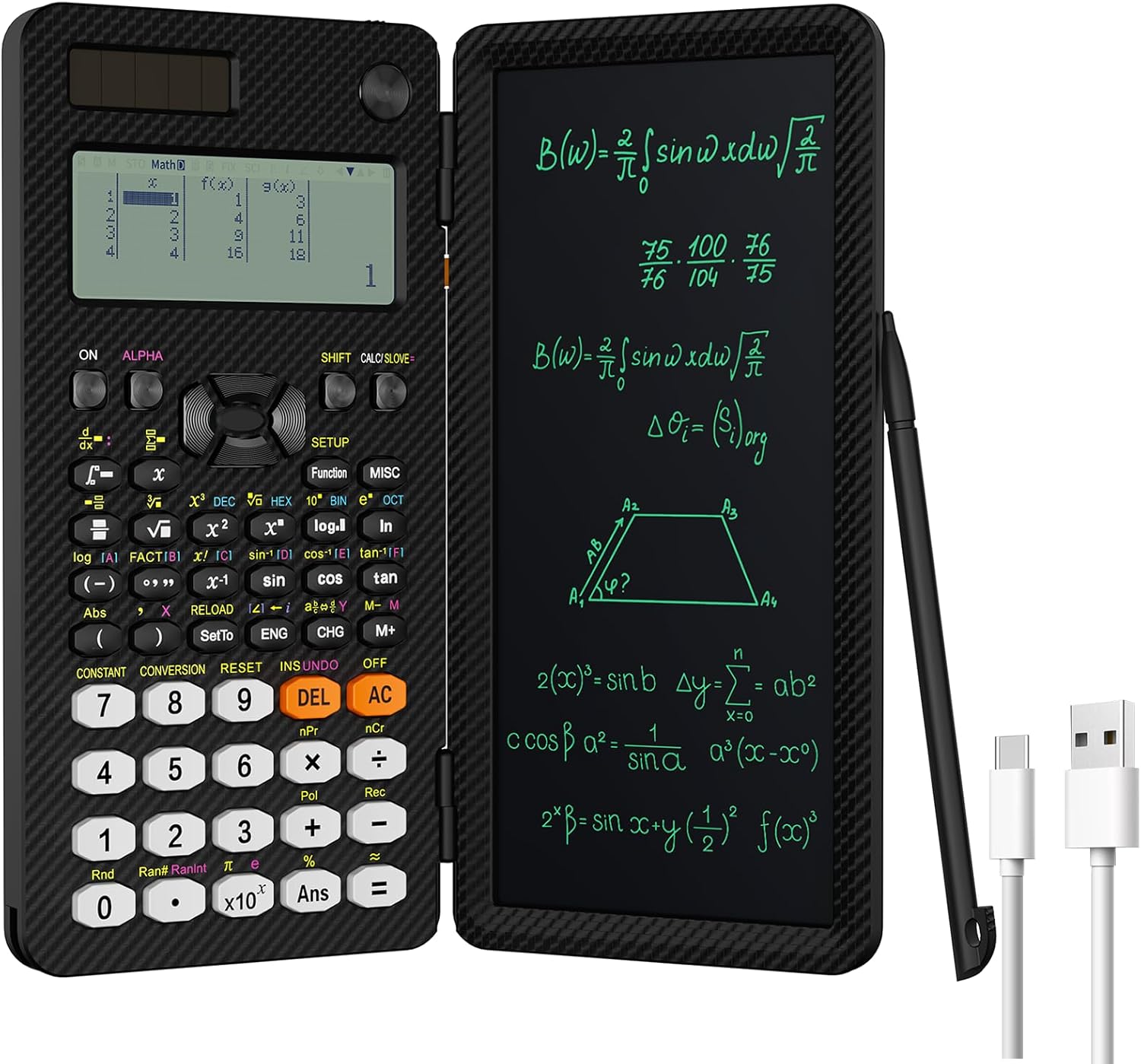 NEWYES Scientific Calculator 991EX Black with writing tablet open