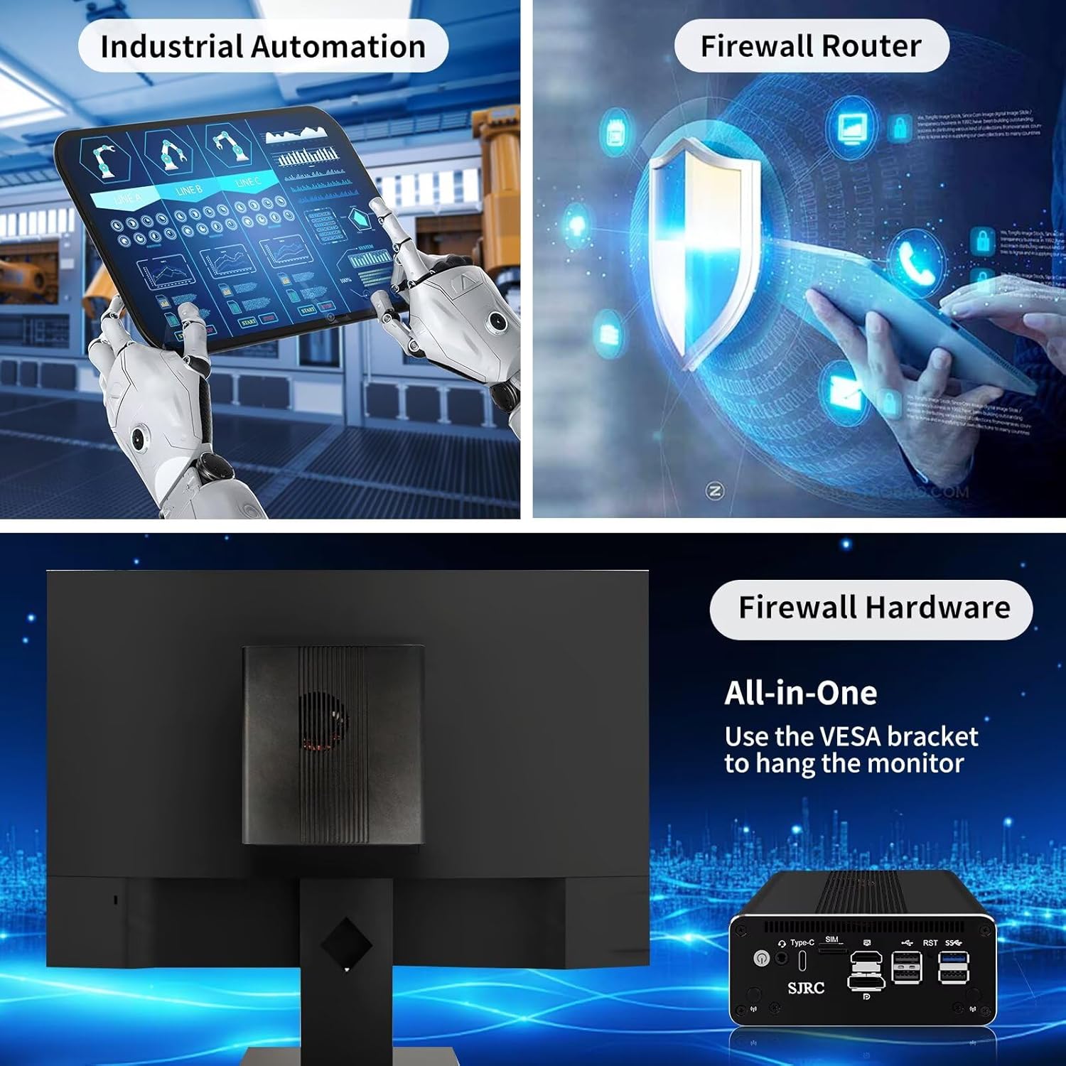 SJRC Mini PC 12th Gen N200, 8X 2.5GbE i226V LAN Small Desktop Computer Barebone, Triple 4K Display, TF Slot, DDR5 Mirco Firewall/Server for Home Office & Networking, No RAM/SSD/OS