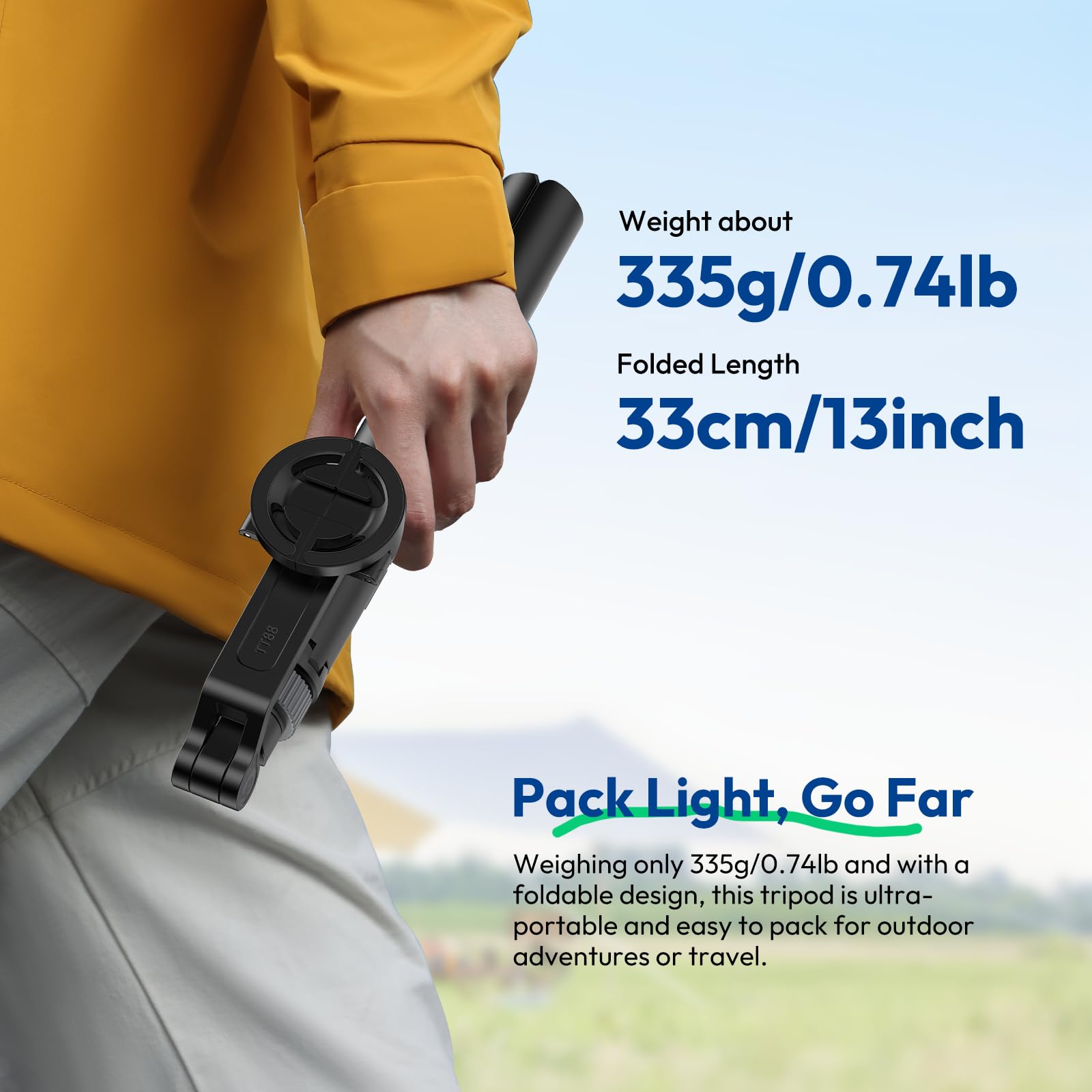 ULANZI TT88 Trépied magnétique pour iPhone 17, perche à selfie extensible de 144,8 cm avec télécommande, clip de téléphone 2 en 1 et deux supports de griffe, trépied léger pour vlogging, voyage