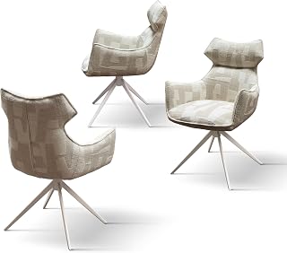PAZZO DESIGN Gepolsterter Drehsessel Ornella mit Kopfstütze und Armlehnen, 1er-Set, mehrfarbig, Stoffsessel, Entspannung, Lesen, bequem, Metallbeine, Esszimmer, Büro - id_2344