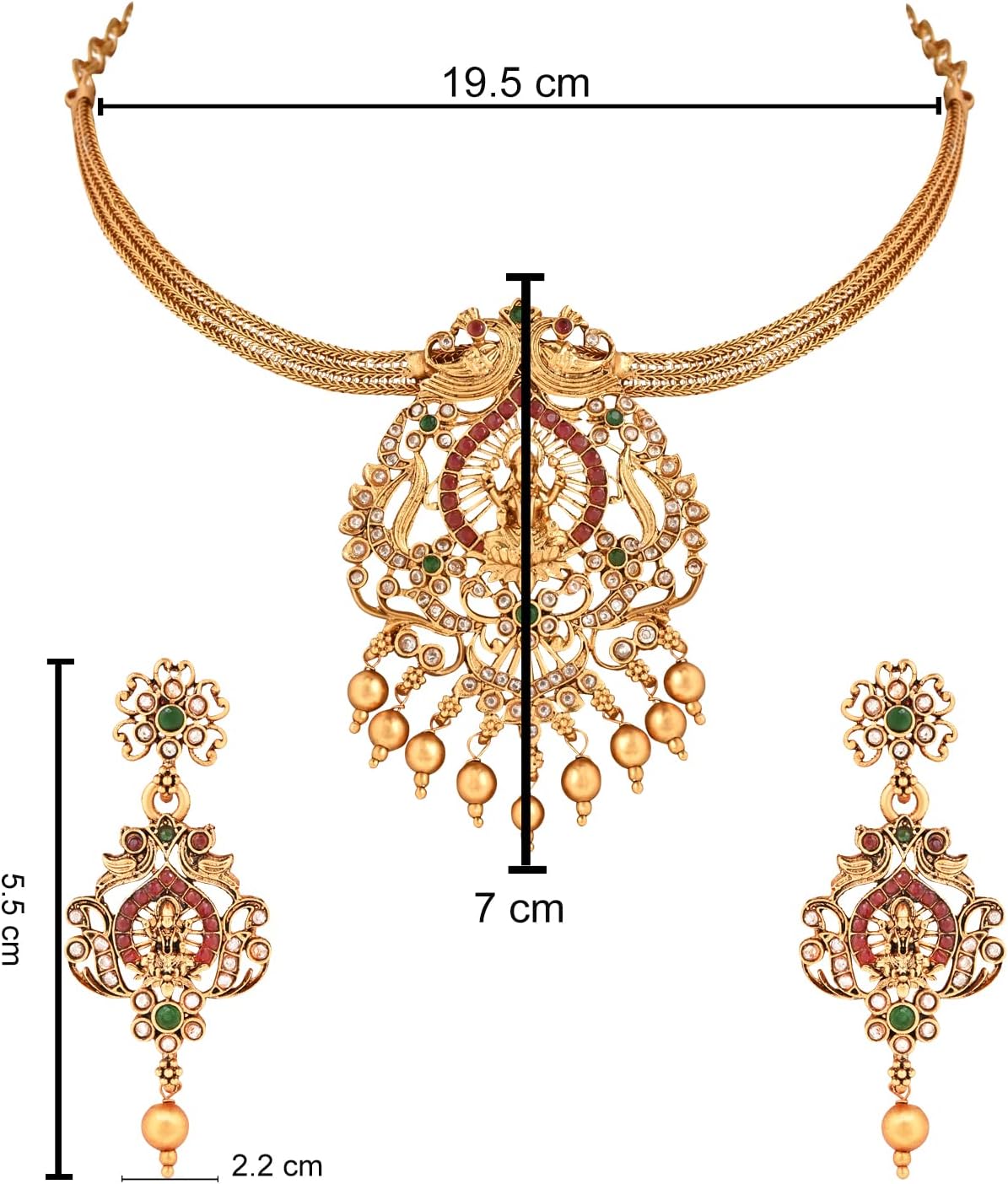 I Jewels 18K Gold Plated Indian Wedding Bollywood Style Choker Necklace Jewellery Set for Women (MC134FL)