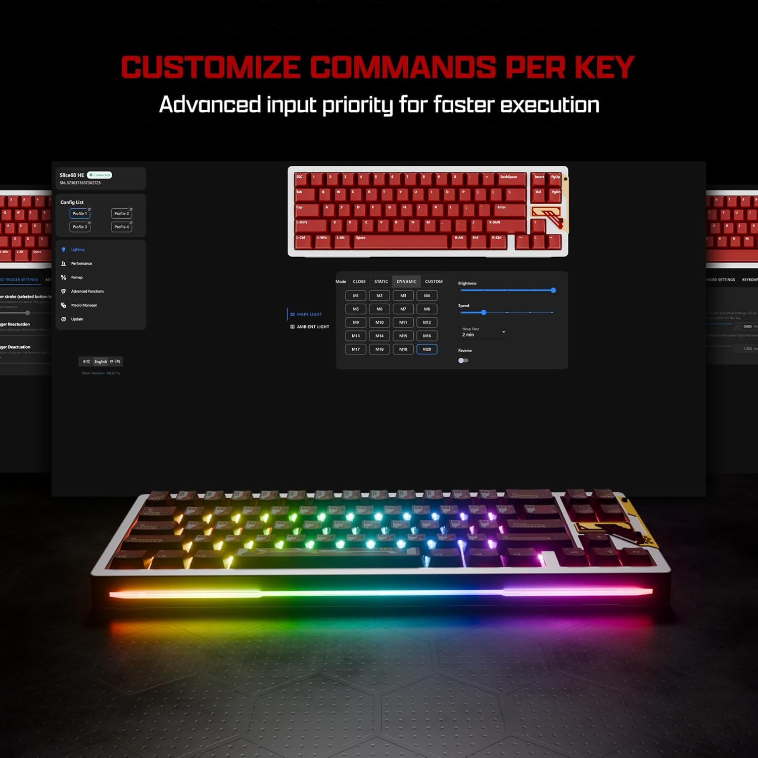 OOCTPK Chilkey Slice68 HE Mechanical Keyboard Gaming Keyboard Wired, 68% Hot Swappable Custom Hall Effect Aluminum Keyboard with Flux Switch, Rapid Trigger, 8K Polling, RGB Magnetic Switch, for PC Mac