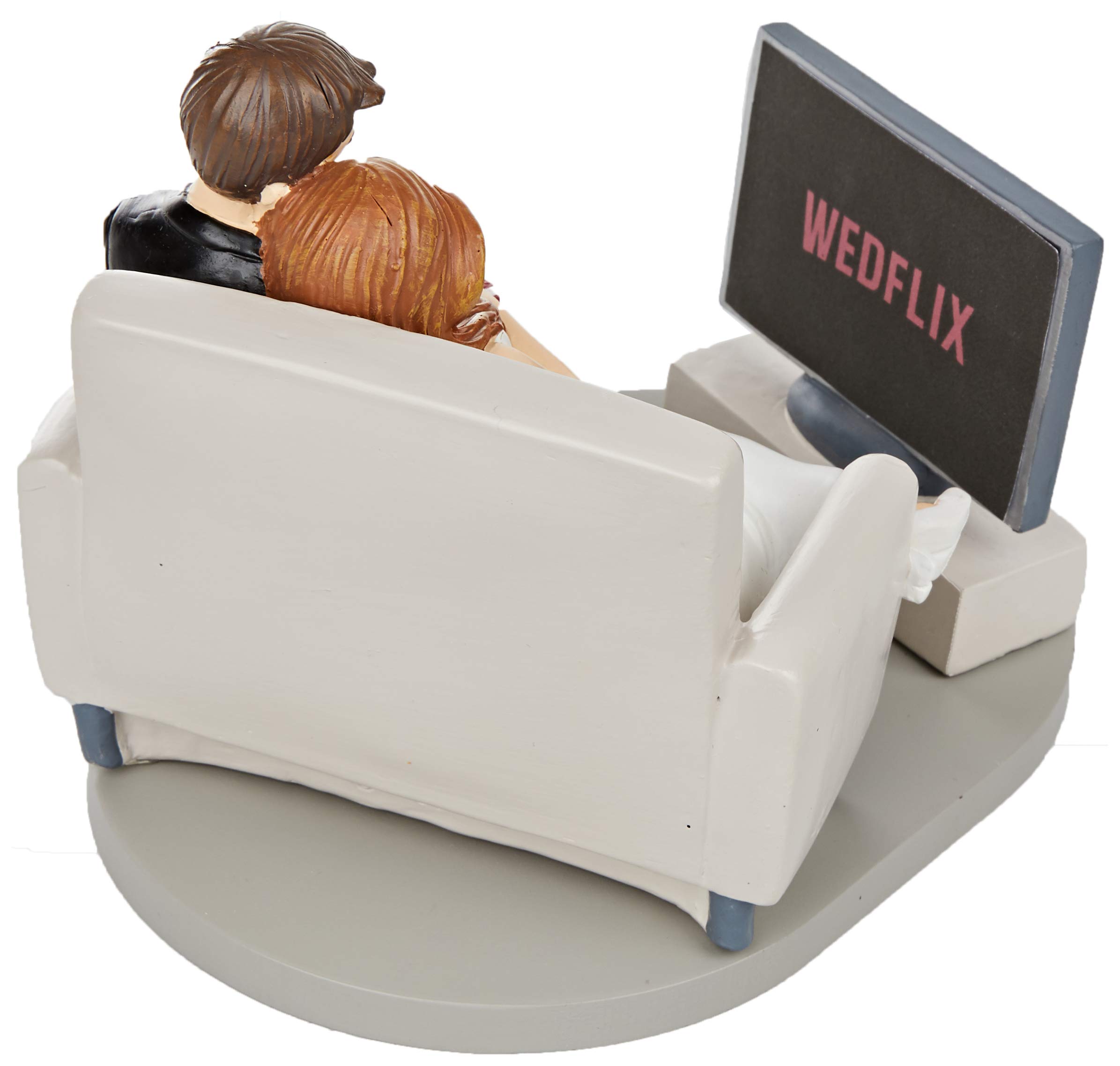 Statuetta Sposi Per Torta Matrimonio - Darling Wedflix, 18 Cm, Bianco, Resina - Foto 4