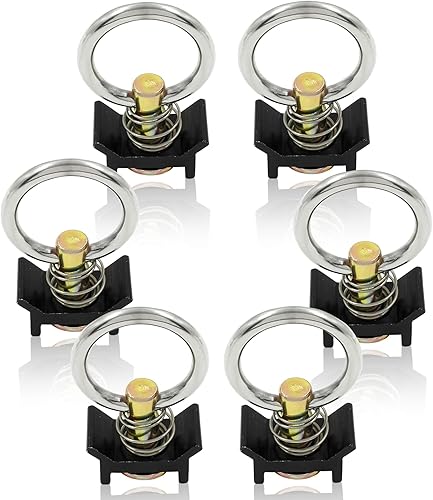 Miniatura 2 de Moicstiy 6 piezas de montaje de un solo perno negro L Track capacidad de 4,000 libras con anillo redondo de acero inoxidable control de amarre para