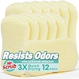 Sponges Kitchen Scrub Dish Sponge Scouring Pad, 12 Pack Cleaning Brush Scrubber Supplies for Soap, Dishwashing Dinnerware Sets Pan Pot Glass Dishwasher Sink Bathroom Towels Cloth Rags Holder