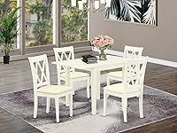 Vista 2 de East West Furniture NDCL5-LWH-C - Juego de mesa de comedor, color blanco lino
