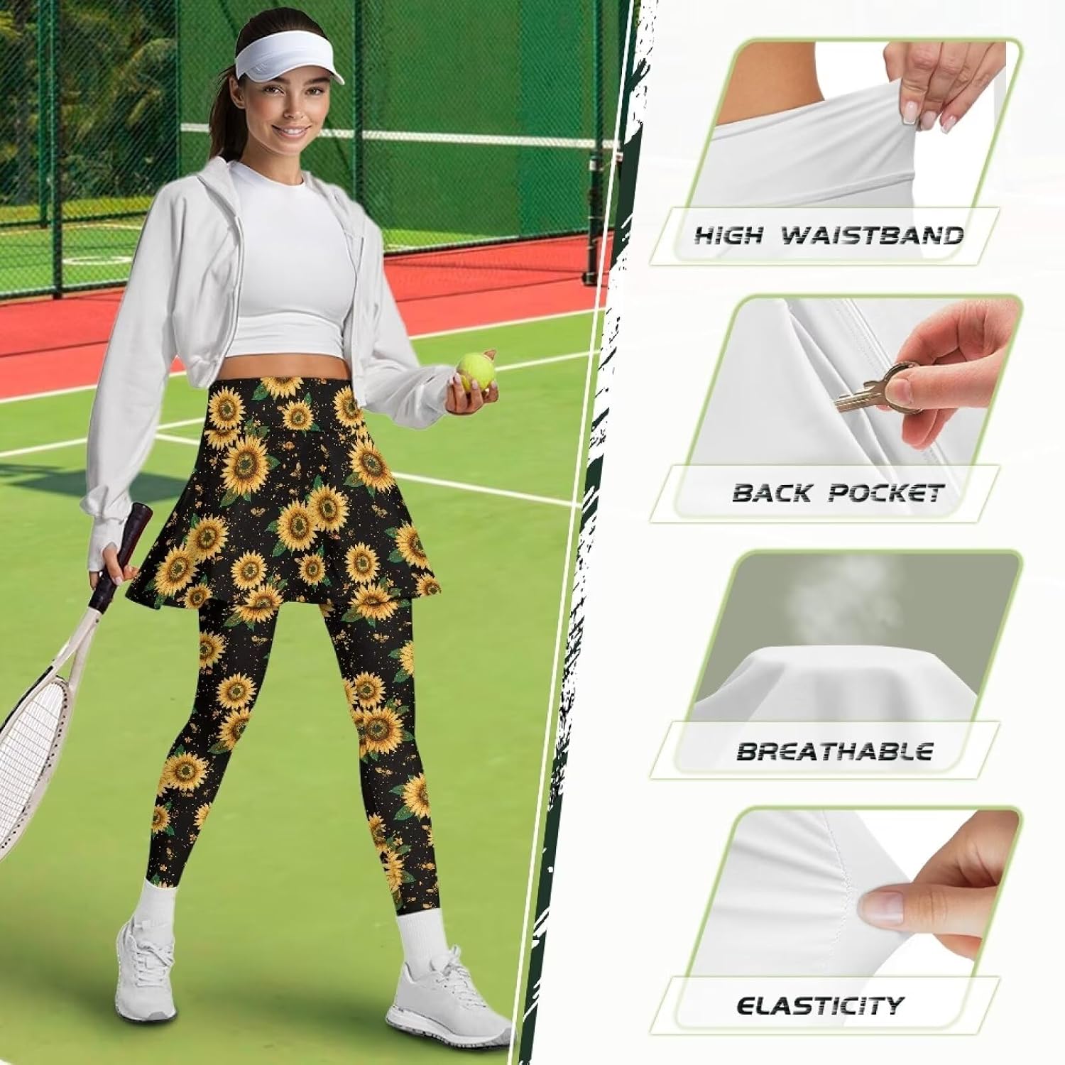 Women's Yoga Skirt Athletic Skirted Leggings High Waist Yoga Leggings with Skirts