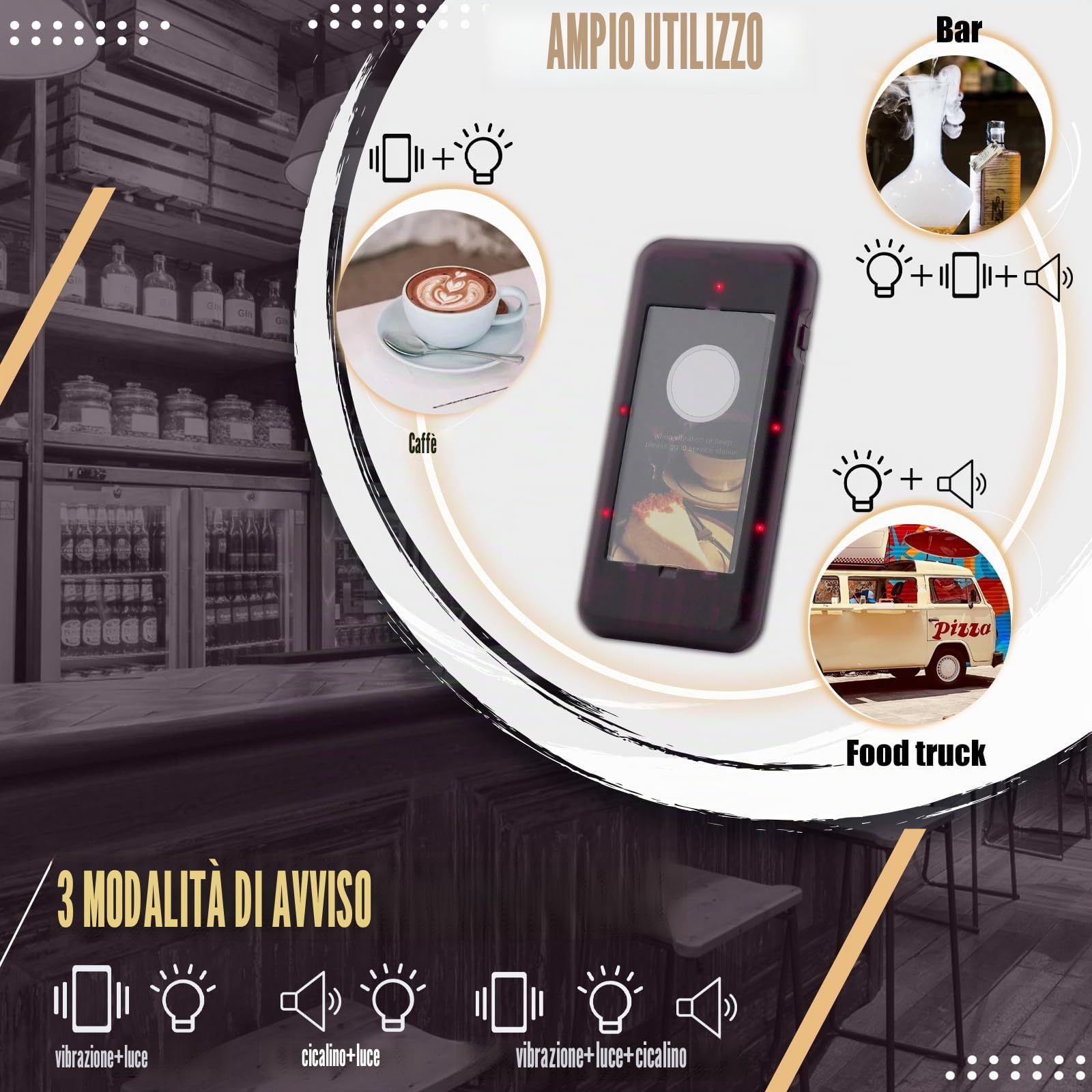 Retekess T112 Cercapersone Ristorante, 500M Pager Ristorante, 20 Cercapersone, 360 mAh 36H, Stabile e Durevole, Con Pulsante Muto, 3 Modalità di Chiamata, Cicalino per Ristorante, Pizzeria, Bar