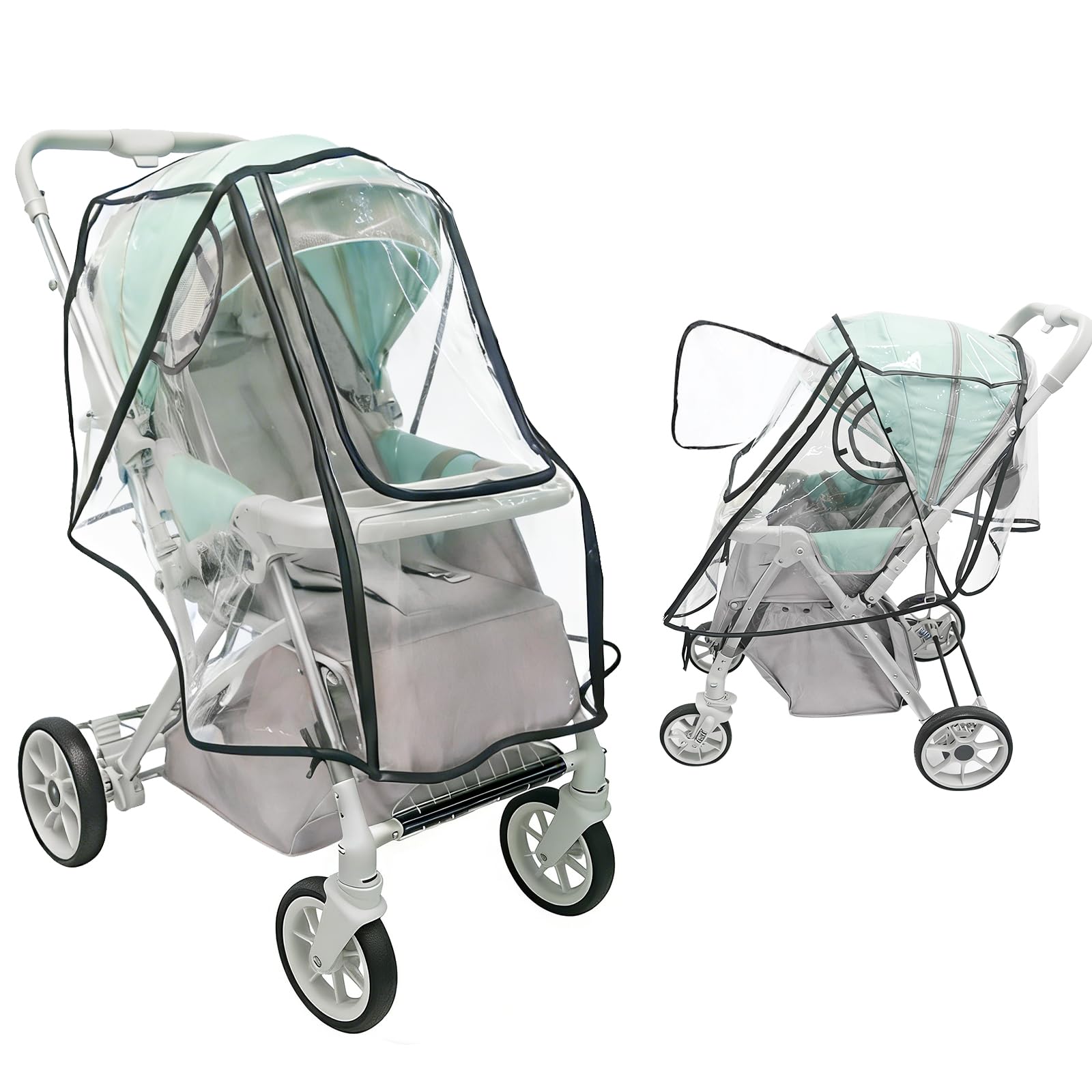 TUPI Stroller Rain Cover, All Seasons Protection for Walking, Camping, Universal Baby Travel Gear, Transparent Stroller Poncho, Baby Stroller Weather Shield for Outdoor Protection from Rain, Snow, Wind & Dust - 2