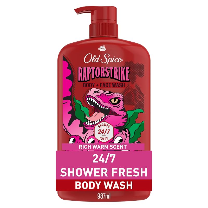 Old Spice Sabonete Líquido Corporal e Facial 2 em 1 Raptorstrike com fragrância Dark Berry, 947 mL