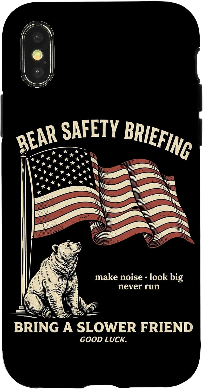 Bear Safety Briefing Tshirt Ranger Mountains American Flag Case for iPhone 14 Pro image 5