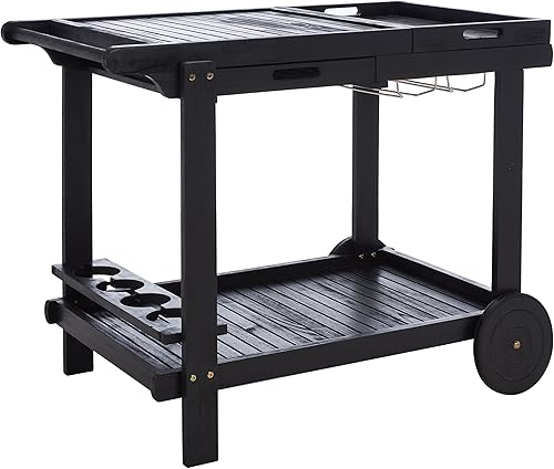 Vista 28 de Safavieh -Carrito de té de madera natural Orland Outdoor Collection
