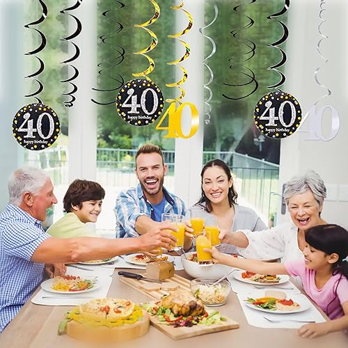 Miniatura 5 de Decoraciones de cumpleaños número 21, 30, 50 y 80 años, remolinos colgantes para hombres y mujeres (18)