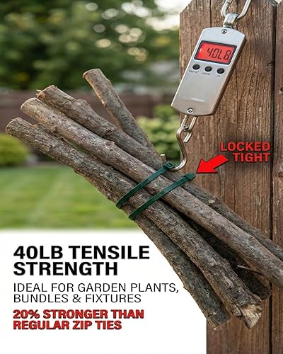 Miniatura 3 de 200 bridas de nailon de 8 pulgadas, color verde, multiuso, autobloqueo, bridas de plástico ultra fuertes con resistencia a la tracción de 40 libras,