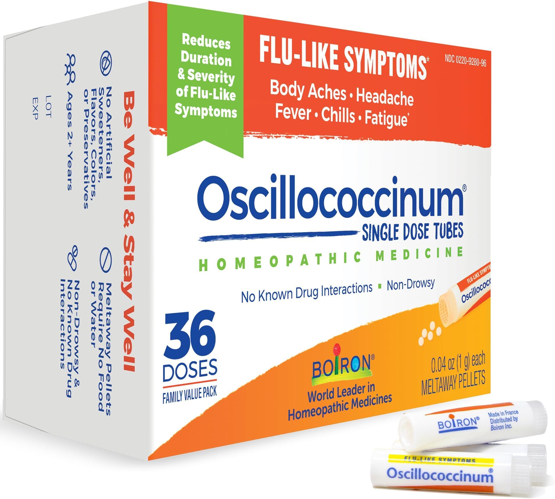 Boiron Oscillococcinum Homeopathic Medicine for flu-Like Symptoms, White, 36 Count