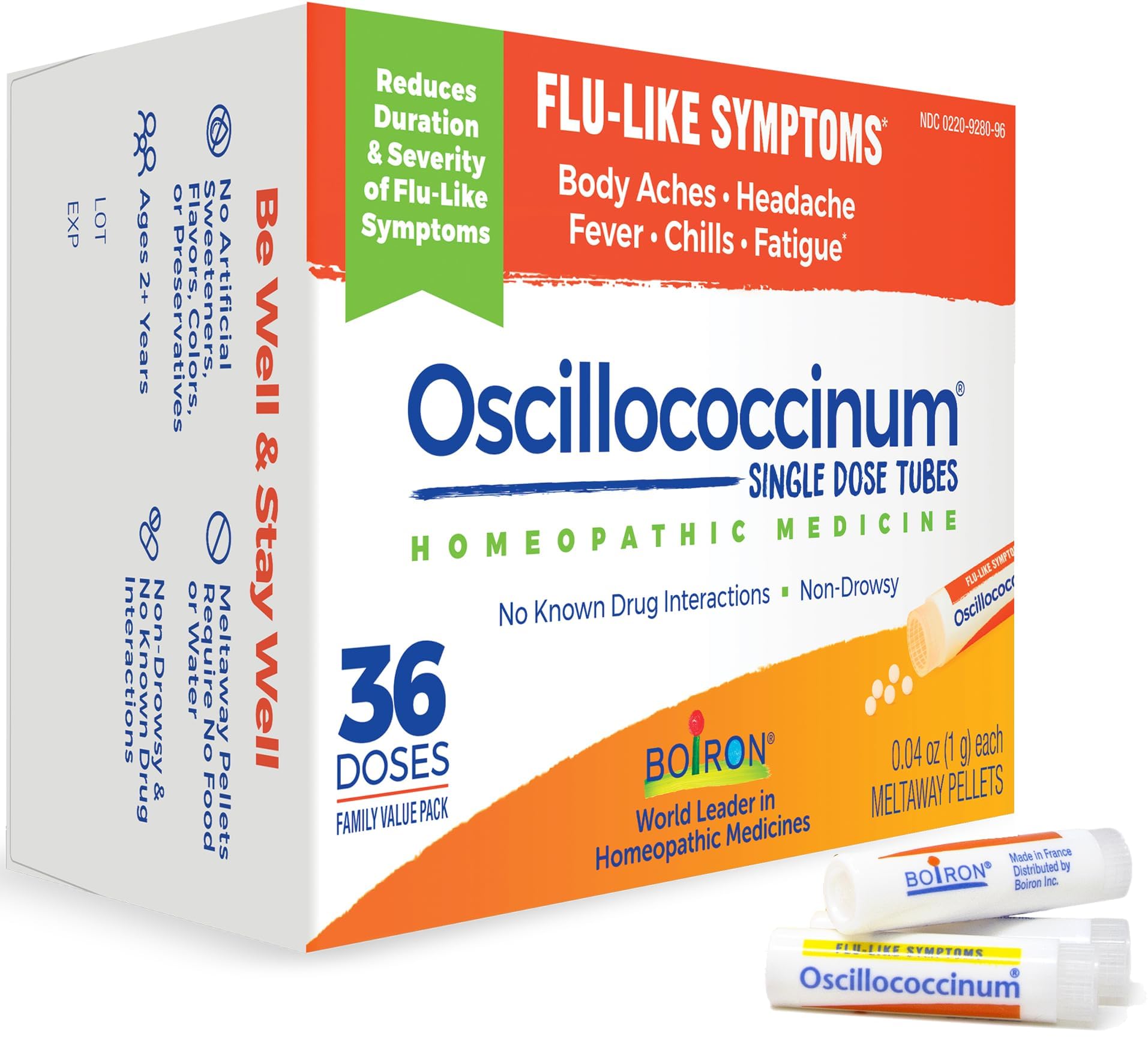 Boiron Oscillococcinum Homeopathic Medicine for flu-Like Symptoms, White, 36 Count