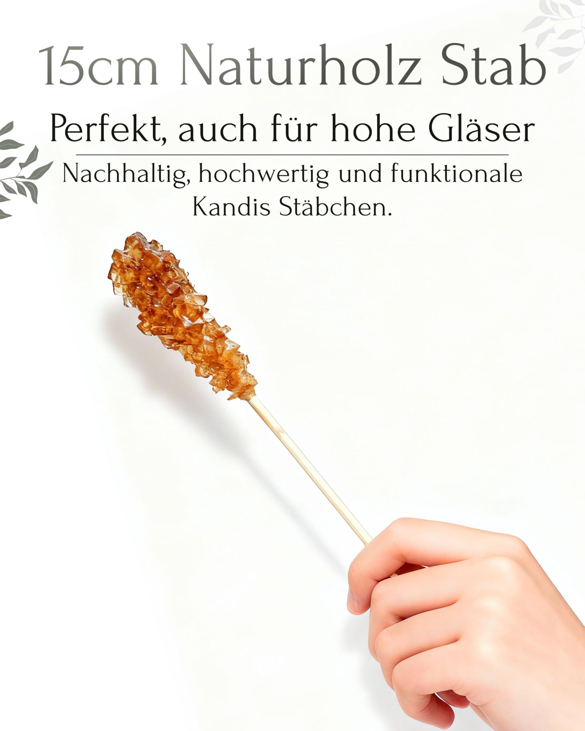 Premium Kandissticks 200 Stück | Teezucker am Stiel - Kandiszucker Stäbchen