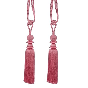 The Decor Mart Curtain Holder and Tassel (Rope Tie-Back Pink) - Pack of 2