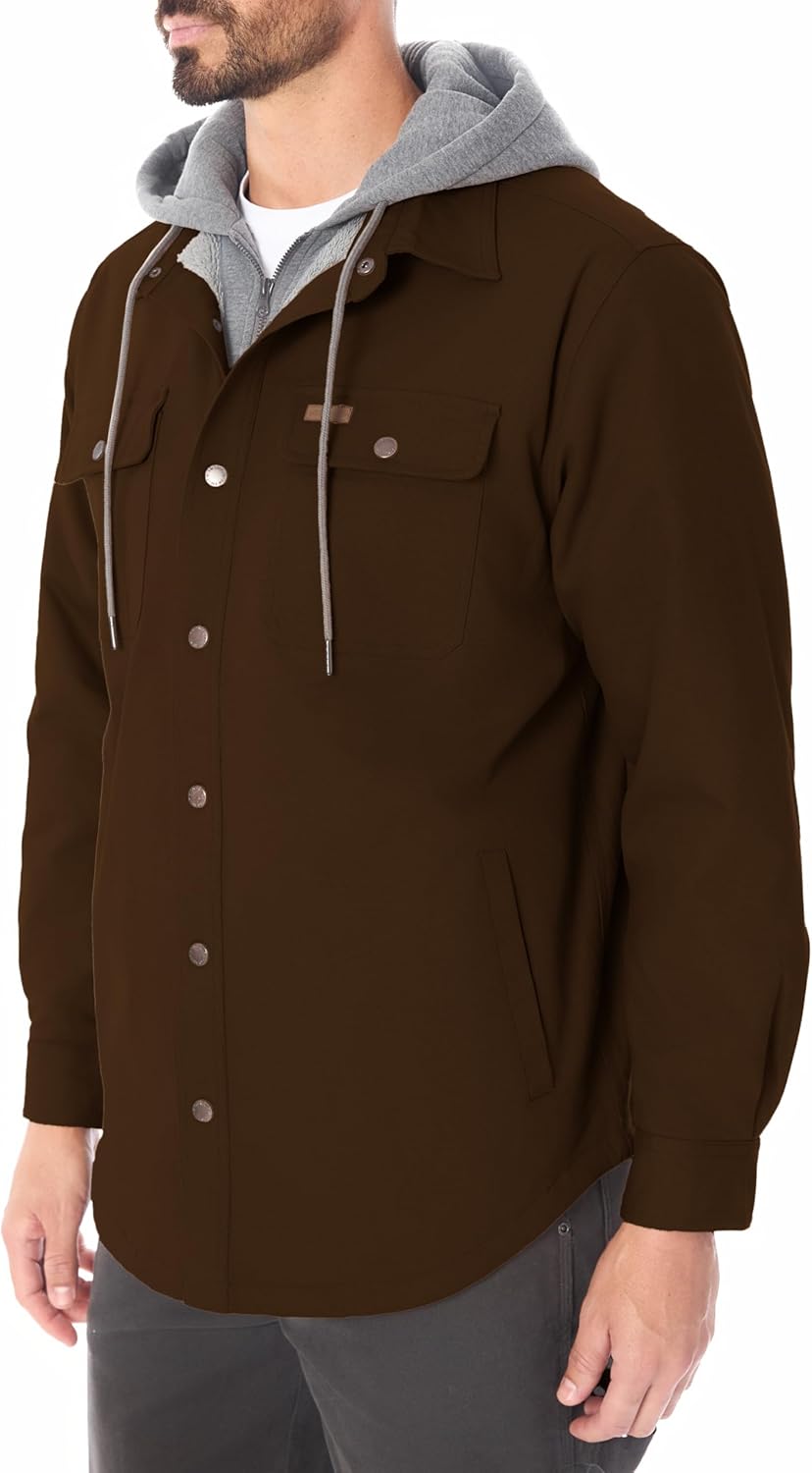 Smith's Workwear mens Sherpa-lined Hooded Stretch-canvas Snap Shirt-jacket - Image 4