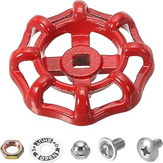 PATIKIL Mango de Grifo Exterior con Agujero Cuadrado de Vástago de 7x7mm, Mango Redondo de Grifo de Acero Fundido para Reemplazo de Mango de Grifo de Agua, Rojo