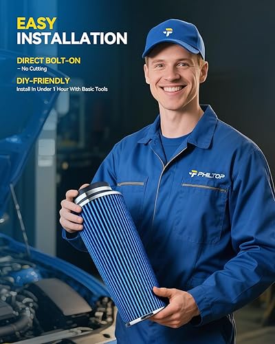 Miniatura 6 de PHILTOP Kit de admisión de aire frío para Ford F150 1997-2003, Expedition 1997-2003, Navigator 1998-1999, F250 1997-1999 (azul) Azul,Rojo -,Rojo y