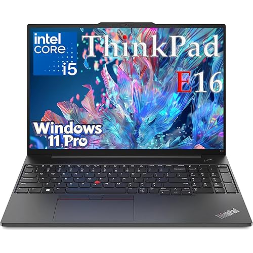 Lenovo ThinkPad E16 FHD+ Laptop Computer for Remote Work, 24GB DDR4, 512GB PCIe SSD, Intel 10-Core i5-1335U, WiFi 6, BT, Office 365, Thunderbolt 4, HDMI, Webcam, Numeric Keypad, W11P, Thunder Black