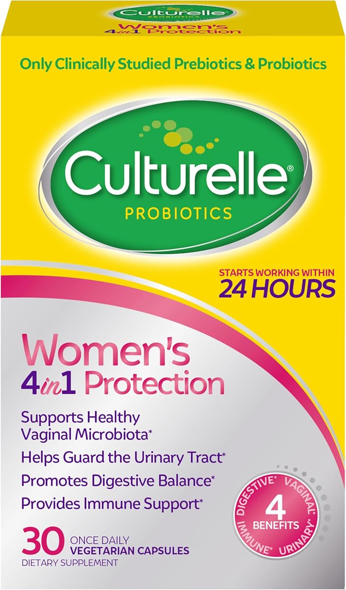 Culturelle Probiotics for Women with Prebiotics - 4-in-1 for Vaginal, Digestive, Urinary & Immune Health - pH Balance, Bloating & Gas Relief - Daily Vegetarian Capsules, Non-GMO - 30 Count