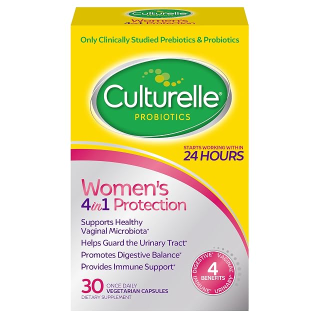 Culturelle 4-in-1 Probiotics for Women Daily Probiotic Prebiotic Supplement to Support Vaginal Health Digestive Health Immune Health Occasional
