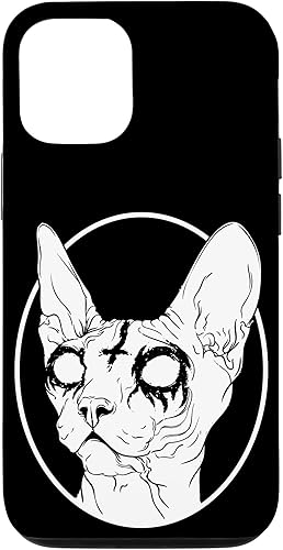 iPhone 1212 Pro Black Metal Sphynx Cat  Caja de metal gótico y muerte pastel