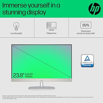 HP 24-CR0062NA | Intel Core i3-N300 Desktop PC | 8GB RAM | 512GB SSD | 23.8 All-in-One Computer | Windows 11 Home | Office & Home PC | Wi-Fi | Fast Performance