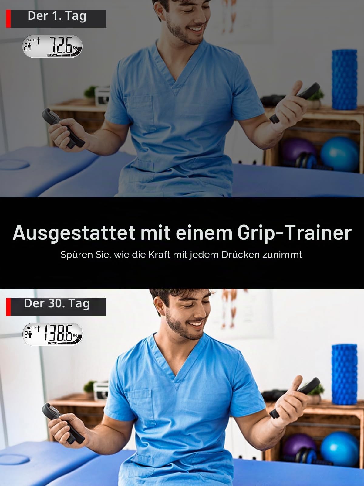 JTHEW Griffkrafttrainer, verstellbarer Widerstand, 5–60 kg, Handgreifer und Unterarmstärkungsgerät mit intelligentem Zähler für Sport und Reha